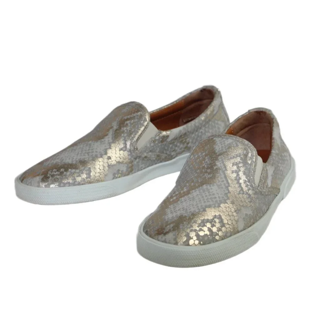 Jimmy Choo Demi Metallic Snakeskin Textured Suede Slip-On Size 36.5 (US 6.5)